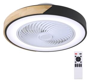 Brilagi-LED plafonieră LED dimabilă cu ventilator, 30W/230V, 3000-6500K, negru/stejar +telecomandă