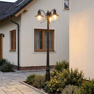 Lindby lumina de exterior Eddie, 198 cm, rugina, metal, IP44, E27, reglabil, Maro / Rugină, Metal, Casă de țară / Rustic