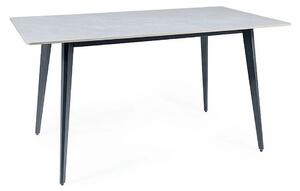 Masa IVY, alb cu efect de marmura/negru, ceramica/metal, 140x80x75 cm