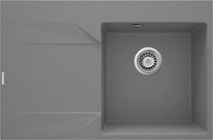 Chiuvetă Deante Evora din granit cu scurgător în stânga, 1 compartiment 760x500x195 mm, gri mat, ZQJ_S11L