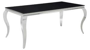 Masa PRINCE, negru/crom, sticla securizata/metal, 150x90x75 cm