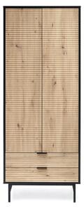 Dulap MURANO, stejar artisan/negru, cu 2 usi si 2 sertare, 80x53x205 c