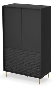 Dulap BULLET S-1, negru/auriu, PAL laminat/metal, cu 4 usi, 90x53x185