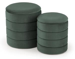 Set 2 taburete PACHO, stofa catifelata verde, cu spatiu depozitare