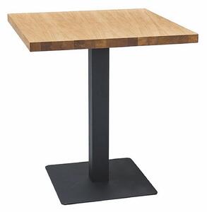 Masa PURO, stejar/negru, PAL laminat/metal, 80x80x76 cm