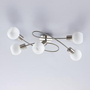 Lindby plafonieră Elaina, 65 cm, 5 becuri, nichel, sticlă, E14, reglabil, Metalic, Camera de zi / sufragerie, Metal, Modern