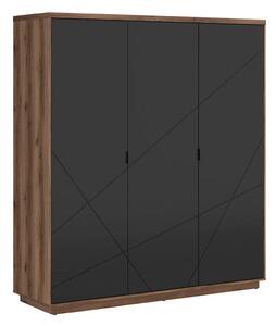 Dulap FORN, nuc/negru mat, PAL melaminat, cu 3 usi, 180x57x201 cm