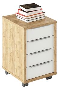 Dulap RIOMA TYP 14, stejar artisan/alb, DTD laminat, cu 4 sertare, 43x