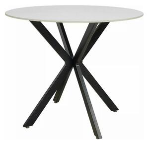 Masa TALIA, alb cu efect de marmura/negru mat, ceramica/metal, 90x90x7