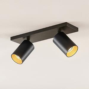 Arcchio Spot Brinja, negru, unghiular, Ø 6 cm, 2 fig., GU10, reglabil, Negru, Hol, Aluminiu, Modern