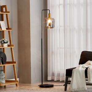 Lindby lampadar Nimbora, 150 cm, negru, sticlă, metal, Negru, Camera de zi / sufragerie, Metal, Modern