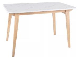 Masa MARCUS, alb cu efect de marmura/stejar, 120x75x76 cm