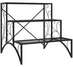 Outsunny Raft pentru Plante cu 3 Niveluri din metal, 60x60x60 cm, Negru | Aosom Romania