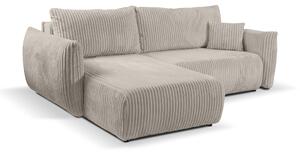 Colțar ~MILLORA~ extensibil cu ladă de depozitare, 257/177 cm, extensia 145/212 cm Velur raiat fluffy Cappuccino Dreapta