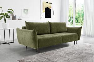 Canapea ~NORA~ extensibilă cu ladă de depozitare, picioare negre înalte, 240 cm lungime, extensia 145/200 cm