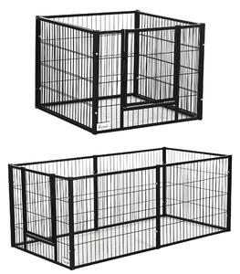 PawHut Tarc de Joacă pentru Animale, 6 Panouri din Oțel, Lungime Ajustabilă 82,5-150x61cm, Ideal pentru Interior/Exterior, Negru | Aosom Romania