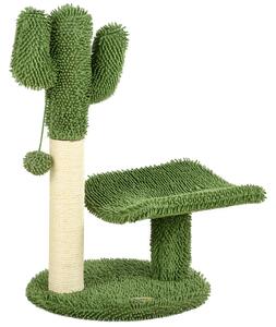 Copac de 55,5cm in Forma de Cactus pentru Pisici de Interior, Turn pentru Pisici cu Stalpi de Zgariat, Pat, Minge, Verde PawHut | Aosom Romania