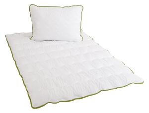 Plapuma matlasata pentru tot anul 140x200 cm cu perna BELLA ALOE VERA 70x90 cm, alba