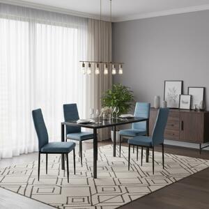 Set Masă fixă Marmyra Nova Dreptunghiulară Negru cu 4 scaune Oscar Blue