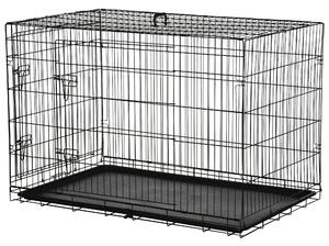 Cușcă Transport PawHut din Oțel pentru Animale, Pliabilă, Negru, 122x77x82cm | AOSOM RO