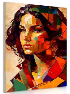 Tablou profilul femeii în design patchwork