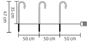 Decoratiune luminoasa de Craciun, Acadea cu baterii, temporizator, LED-uri albe, IP44, set 3 bucati