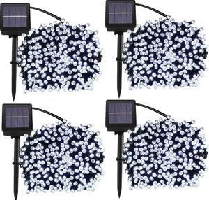 Set 4 x Instalatie solara 100 LED, Alb rece