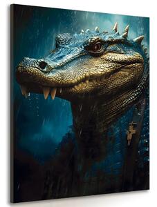 Tablou crocodilul albastru-auriu