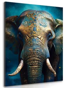 Tablou elefant albastru-auriu