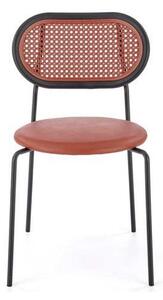 Scaun K524, maro/negru, piele ecologica/rattan sintetic, 46x51x78 cm