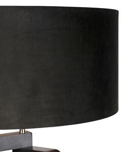 Lampă de podea trepied lemn negru cu abajur negru 50 cm - Puros