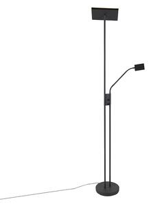 Lampă de podea modernă cu lampă de lectură pătrată neagră - Jazzy