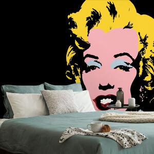 Tapet pop art Marilyn Monroe pe fundalul negru