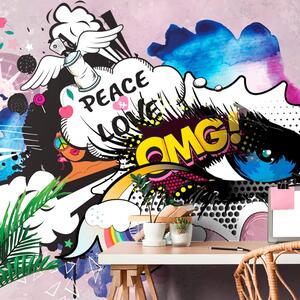 Tapet ochiul graffitti albastru