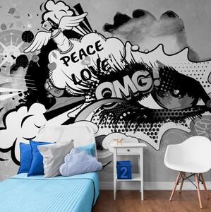 Tapet ochiul graffitti gri