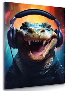 Tablou aligator cu căști