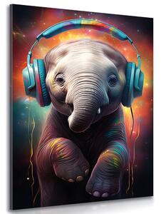 Tablou elefant cu căști