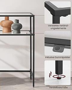 Consola Model Makai, Negru, 100x35x80 cm, rafturi sticla securizata
