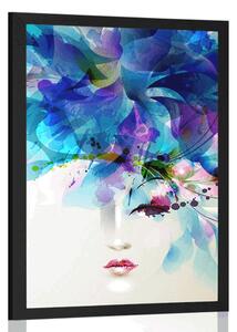 Poster față feminină la modă cu elemente abstracte