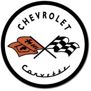 Placă metalică CORVETTE 1953 CHEVY - Chevrolet logo, (30 x 30 cm)
