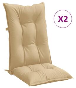 Perne scaun cu spătar înalt 2 buc. melanj bej 120x50x7cm textil