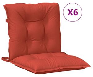 Perne scaun spătar scund 6 buc. melanj roșu 100x50x7 cm textil