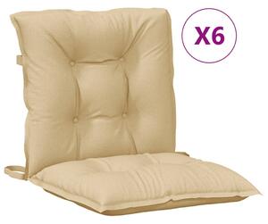 Perne scaun cu spătar mic, 6 buc. melanj bej 100x50x7 cm textil