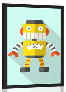 Poster robot galben pe fundal albastru