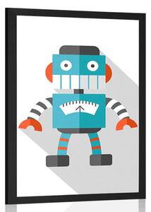Poster robot albastru pe fundal alb