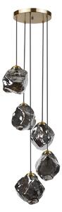 Candelabru cu cablu CRISTAL 5xE14/15W/230V alamă/negru fumuriu