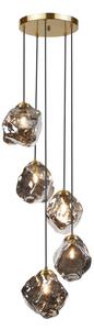 Candelabru cu cablu CRISTAL 5xE14/15W/230V alamă/negru fumuriu