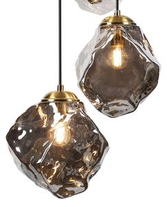 Candelabru cu cablu CRISTAL 5xE14/15W/230V alamă/negru fumuriu