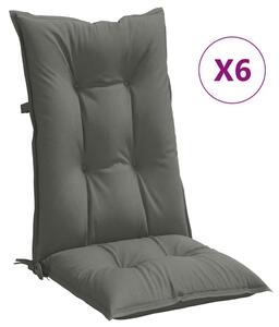Perne scaun cu spătar înalt 6 buc. melanj gri 120x50x7cm textil