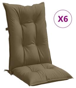 Perne scaun cu spătar înalt 6 buc. gri taupe 120x50x7 cm textil